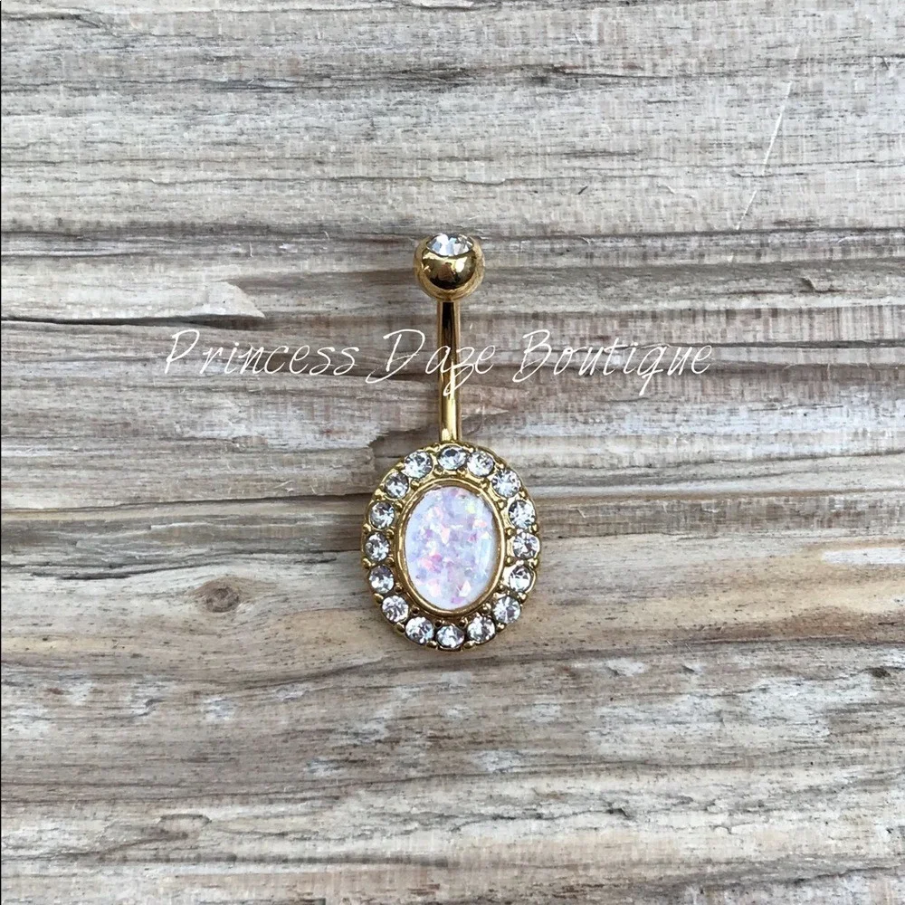 Gold Opal Elegance Belly‎ Button Ring
